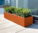 Corten Steel Rectangular Garden Planter Flower Pot Eco-Friendly & Corrosion Resistant Modern Minimalist Outdoor Planter