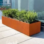 Corten Steel Rectangular Garden Planter Flower Pot Eco-Friendly & Corrosion Resistant Modern Minimalist Outdoor Planter