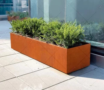Corten Steel Rectangular Garden Planter Flower Pot Eco-Friendly & Corrosion Resistant Modern Minimalist Outdoor Planter