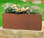 Corten Steel Rectangular Garden Planter Flower Pot Eco-Friendly & Corrosion Resistant Modern Minimalist Outdoor Planter