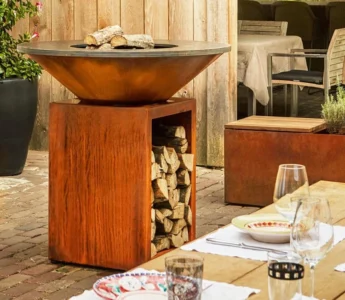 Hotels Fire Table Corten Steel Charcoal Grill for Bbq Cast Iron Stove Wood Burning Corten Korean Bbq Stove