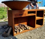 Backyard Charcoal BBQ Grill Offset Smoker Large Cooking Area Barbecue Drum Charcoal Bbq Grill Offset Smoker BBQ Grill Table