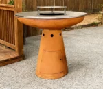 Barbeque Grill Outdoor Charcoal Smoker Fire Grill Corten Steel BBQ with Circle Plancha
