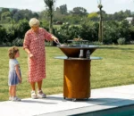 Modern Cooking Plancha Barbecue Outdoor Corten Steel BBQ Smoker Large Charcoal Grill Oxygen Depletion Safety Device for 3-5