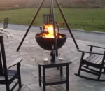 Cast Iron Corten Detachable Charcoal BBQ Balcony Fire Bowl Swivel Grill Designs Burner Hanging Brazier Fire Pit