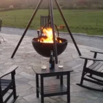 Cast Iron Corten Detachable Charcoal BBQ Balcony Fire Bowl Swivel Grill Designs Burner Hanging Brazier Fire Pit