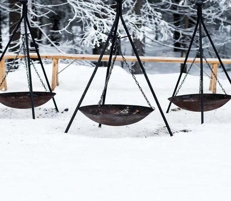 Outdoor BBQ Large Hanging Fire Bowl Cauldron Fire Pit