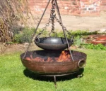 Outdoor BBQ Large Hanging Fire Bowl Cauldron Fire Pit