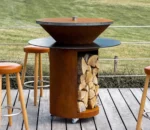 Modern Outdoor Portable Charcoal Grill Trolley for Camping Restaurant Use Corten Steel Construction Easily Assembled >5 People