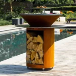 China Best New Arrival Modern Corten Steel BBQ Grill with Trolley for >5 People
