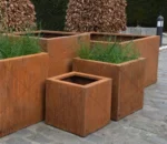 Custom Outdoor Corten Steel Planter Box-10 Pcs Eco-Friendly Modern Design Flower Pots for Home & Garden