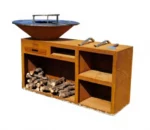 Camping Barbecue Grills Garden Wood Fired Smoker Custom Large Barbeque Charcoal Brazier Outdoor Kitchen Corten Steel BBQ Grill