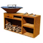 Camping Barbecue Grills Garden Wood Fired Smoker Custom Large Barbeque Charcoal Brazier Outdoor Kitchen Corten Steel BBQ Grill