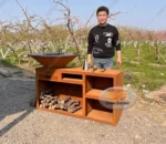 Bbq Corten Steel Large Bbq Pit Bbq Rusty Corten Steel Fire Pits with Log Store