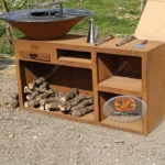 Bbq Corten Steel Large Bbq Pit Bbq Rusty Corten Steel Fire Pits with Log Store
