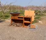 Bbq Corten Steel Large Bbq Pit Bbq Rusty Corten Steel Fire Pits with Log Store