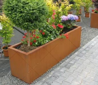 Corten Steel Rectangular Garden Planter Flower Pot Eco-Friendly & Corrosion Resistant Modern Minimalist Outdoor Planter