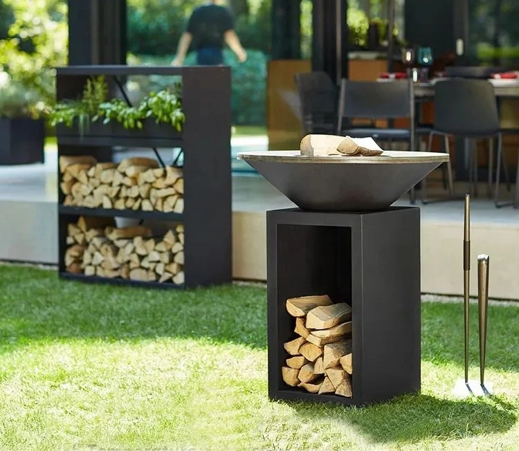 Bbq Corten Steel Bbq Rusty Corten Steel Fire Pits With Log Store Steel Bowl Fire Pit Corten Bbq