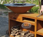 Outdoor Portable Charcoal Barbeque Grill with Powder Coated Steel Construction Trolley Thermometer for 3-5 People