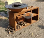 Outdoor Portable Charcoal Barbeque Grill with Powder Coated Steel Construction Trolley Thermometer for 3-5 People