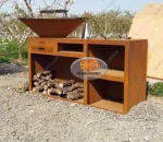 Modern Powder Coated Corten Steel Charcoal Fire Pit BBQ Grill-Smokeless Indoor/Outdoor for 3-5 People