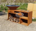 Modern Powder Coated Corten Steel Charcoal Fire Pit BBQ Grill-Smokeless Indoor/Outdoor for 3-5 People