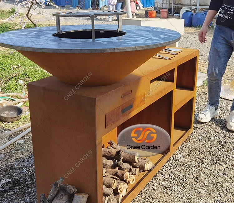 Corten Fire Pit Propane Homemade Charcoal Grill Rottiserie Grill Charcoal