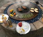 Outdoor Camping Corten Steel Modern Portable Charcoal BBQ Grill with Flame Safety Device