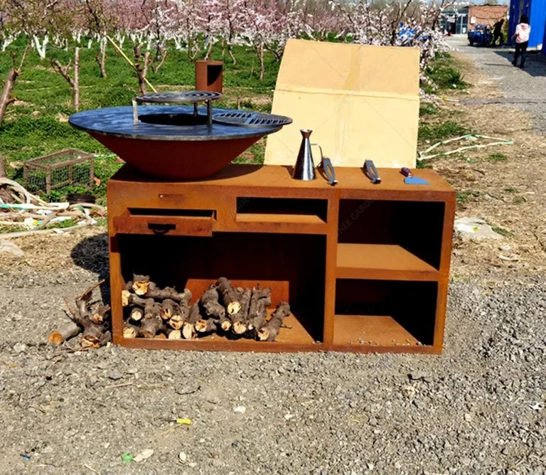 Corten Camping Fire Pit Bbq Grill Large Outdoor Corten Steel Bbq Grills Corten Steel Grill Bbq