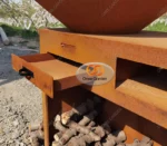 Modern Corten Steel Fire Pit BBQ Grill with Trolley for Outdoor Use