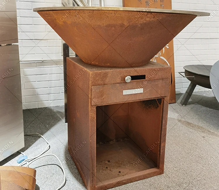 Outdoor Barbeque Corten Steel Fire Pit Bbq Grills