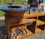 Outdoor Corten Steel European Bbq Grill Metal Corten Steel Garden Bbq Grill