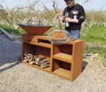 Outdoor Corten Steel European Bbq Grill Metal Corten Steel Garden Bbq Grill