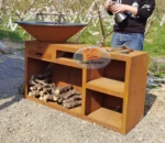 Outdoor Corten Steel European Bbq Grill Metal Corten Steel Garden Bbq Grill