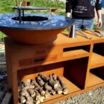 Corten Steel Fire Pit Brasero BBQ for Patio Cooking Rustic Outdoor Heater