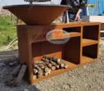 Corten Steel Fire Pit Brasero BBQ for Patio Cooking Rustic Outdoor Heater