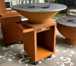 Outdoor Heavy Duty Rust Corten Bbq Wood Burning Garden Fire Pits Picnic Barbecue Corten Steel Smokeless BBQ Grills