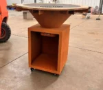 Modern Garden Rust Corten Steel Fire Pit Heavy Duty BBQ Grill with Trolley for Outdoor Firewood Use