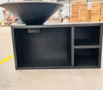 Modern Corten Steel Fire Pit Barbecue Outdoor Grill with Trolley-Large Capacity for 5+ People