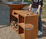 Wholesale Metal Fire Pit With Grill Patio Bbq Outdoor Fire Table Corten Camping Fire Pit Bbq Grill