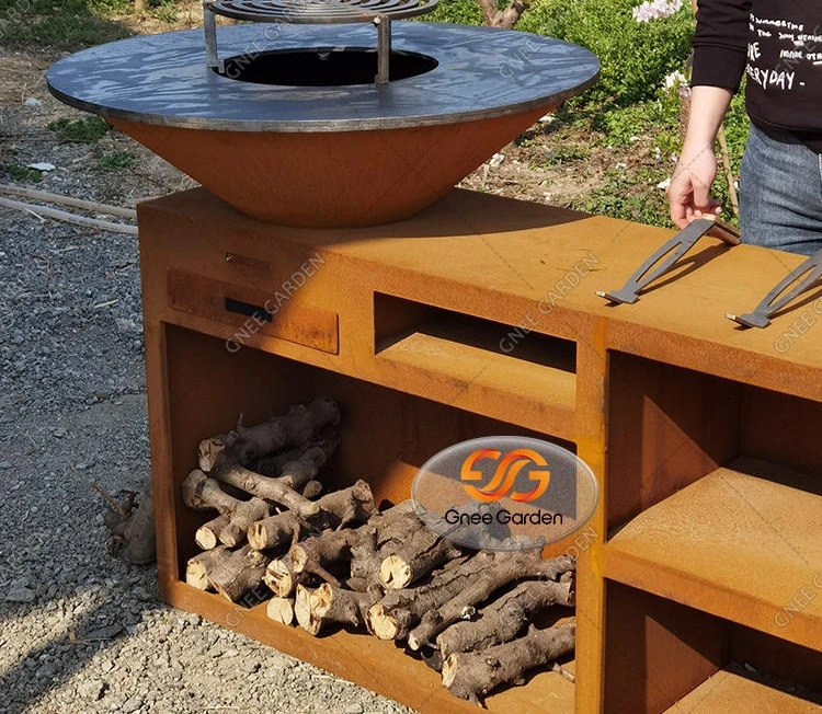 Wholesale Metal Fire Pit With Grill Patio Bbq Outdoor Fire Table Corten Camping Fire Pit Bbq Grill