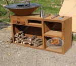 Outdoor Cooking Grill Garden Kitchens Rust Corten Steel Fire Pit Heavy Duty BBQ