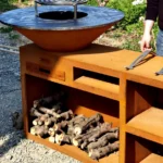 Outdoor Cooking Grill Garden Kitchens Rust Corten Steel Fire Pit Heavy Duty BBQ