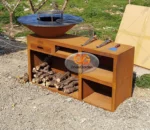 Outdoor Cooking Grill Garden Kitchens Rust Corten Steel Fire Pit Heavy Duty BBQ