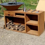 Corten Steel Portable Corten Metal Grill BBQ Grills Fire Pit Table