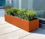 Corten Steel Rectangular Garden Planter Flower Pot Eco-Friendly & Corrosion Resistant Modern Minimalist Outdoor Planter