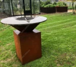 Corten Steel Brazier Outdoor Charcoal Round Grill Fire Pit Corten Steel Bbq Grill
