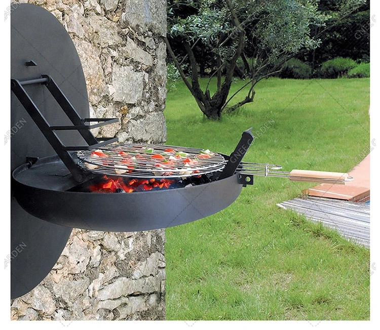 Outdoor Home Garden Corten Steel BBQ Grill Wall-Mounted Fire Pit with Burning Feature