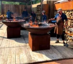 120CM Big BBQ Grill Table Corten Steel Fire Pit Outdoor Grill BBQ Kitchen
