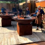 120CM Big BBQ Grill Table Corten Steel Fire Pit Outdoor Grill BBQ Kitchen